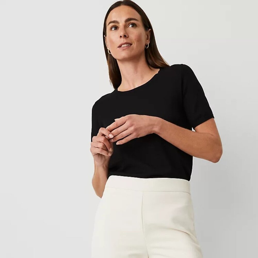 Ann Taylor Easy Sweater Tee - Black - Size S - NWT